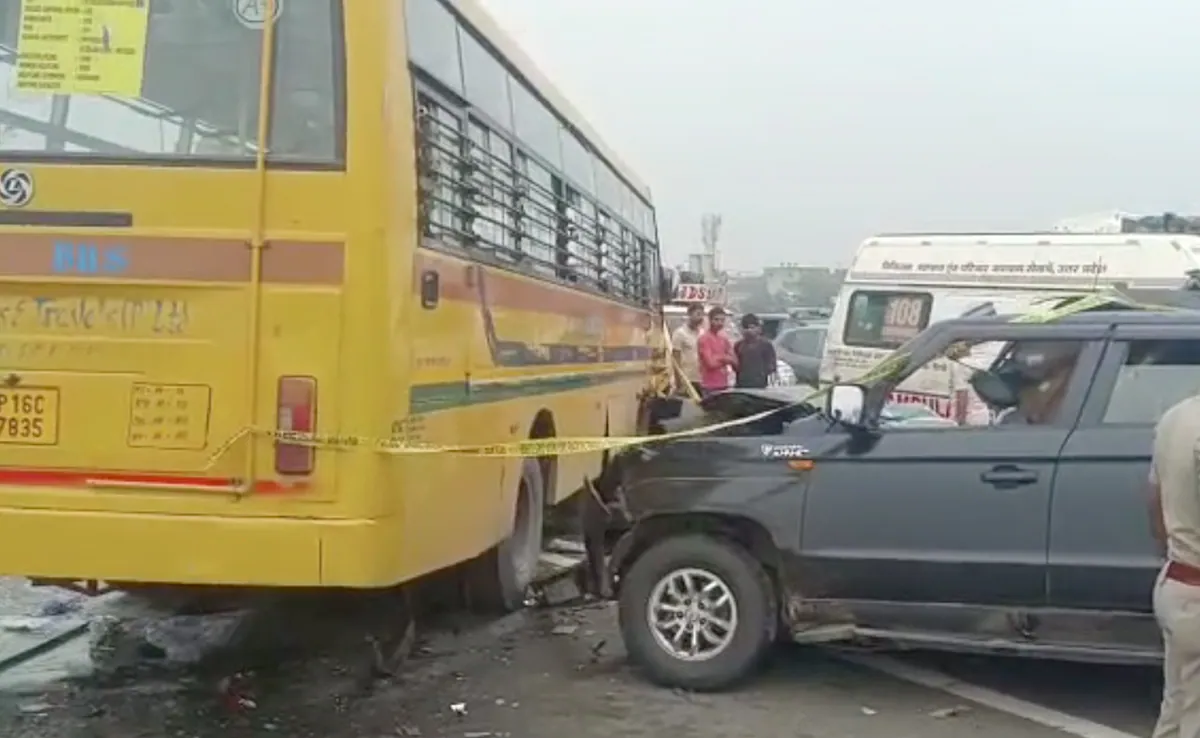 Six die as school bus speeding on wrong side of Delhi-Meerut Expressway rams into SUV