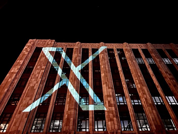 Twitter headquarters, new X logo, Musk, Linda Yaccarino