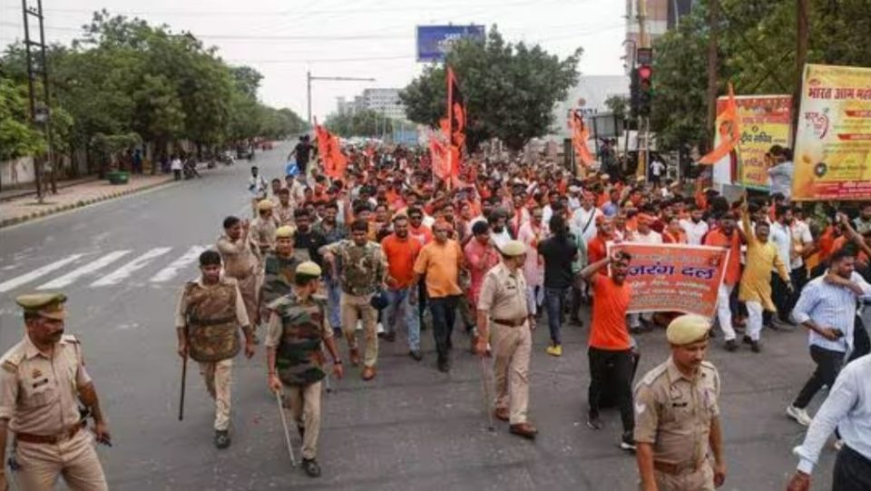 Haryana violence: VHP, Bajrang Dal protest in Delhi