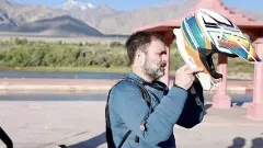 Rahul Gandhi rides bike to Pangong Lake in Ladakh, remembers father