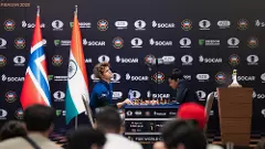 R Praggnanandhaa vs Magnus Carlsen in Game 2 of the FIDE World Cup fina