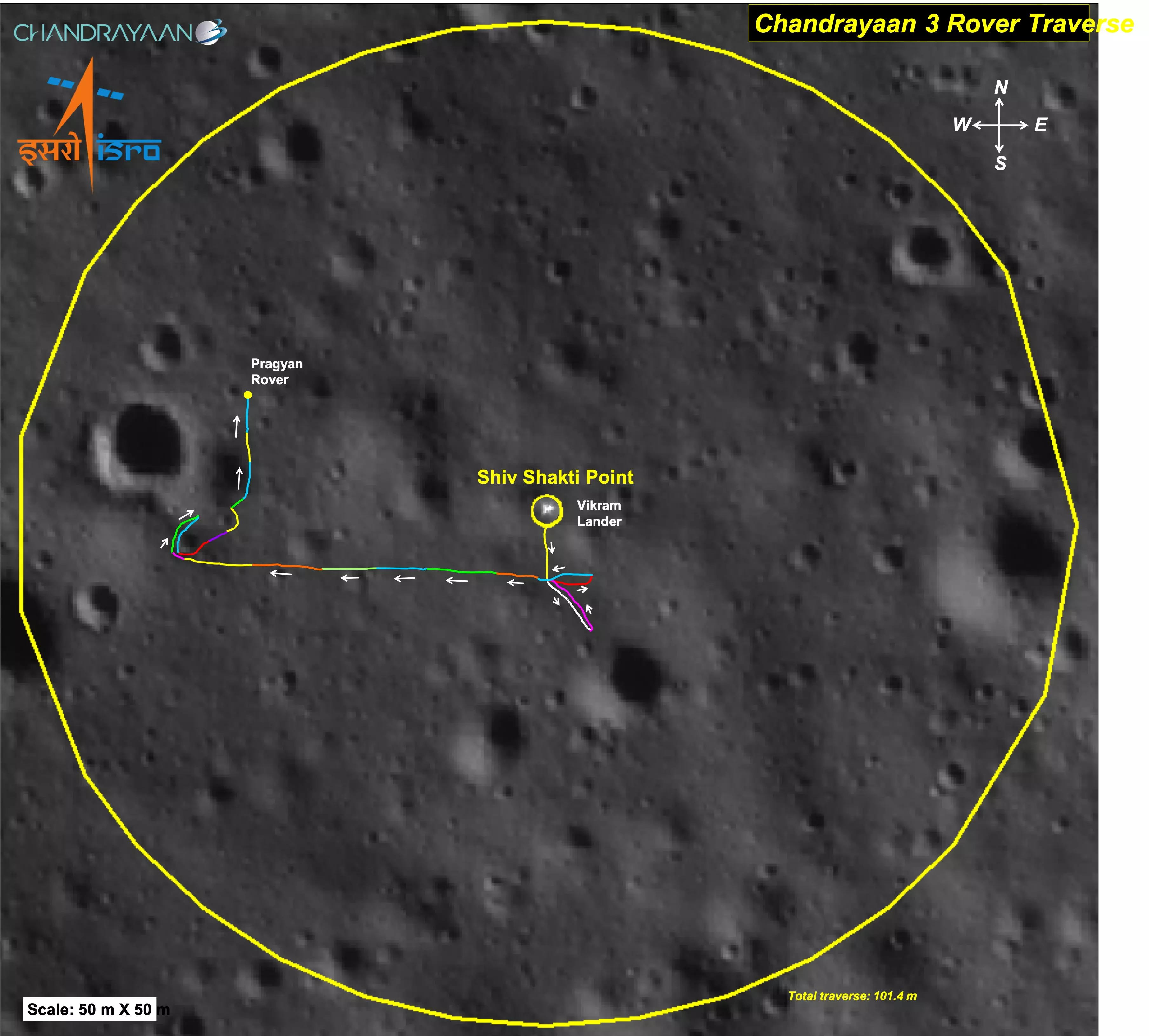 Chandrayaan-3 I Pragyan traverses 100 metres on Moon, ISRO celebrates