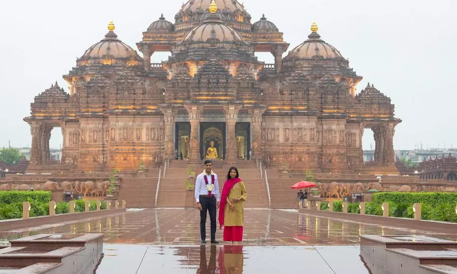 Hugely proud of my Indian roots: UK PM Sunak after offering prayers at Akshardham Temple