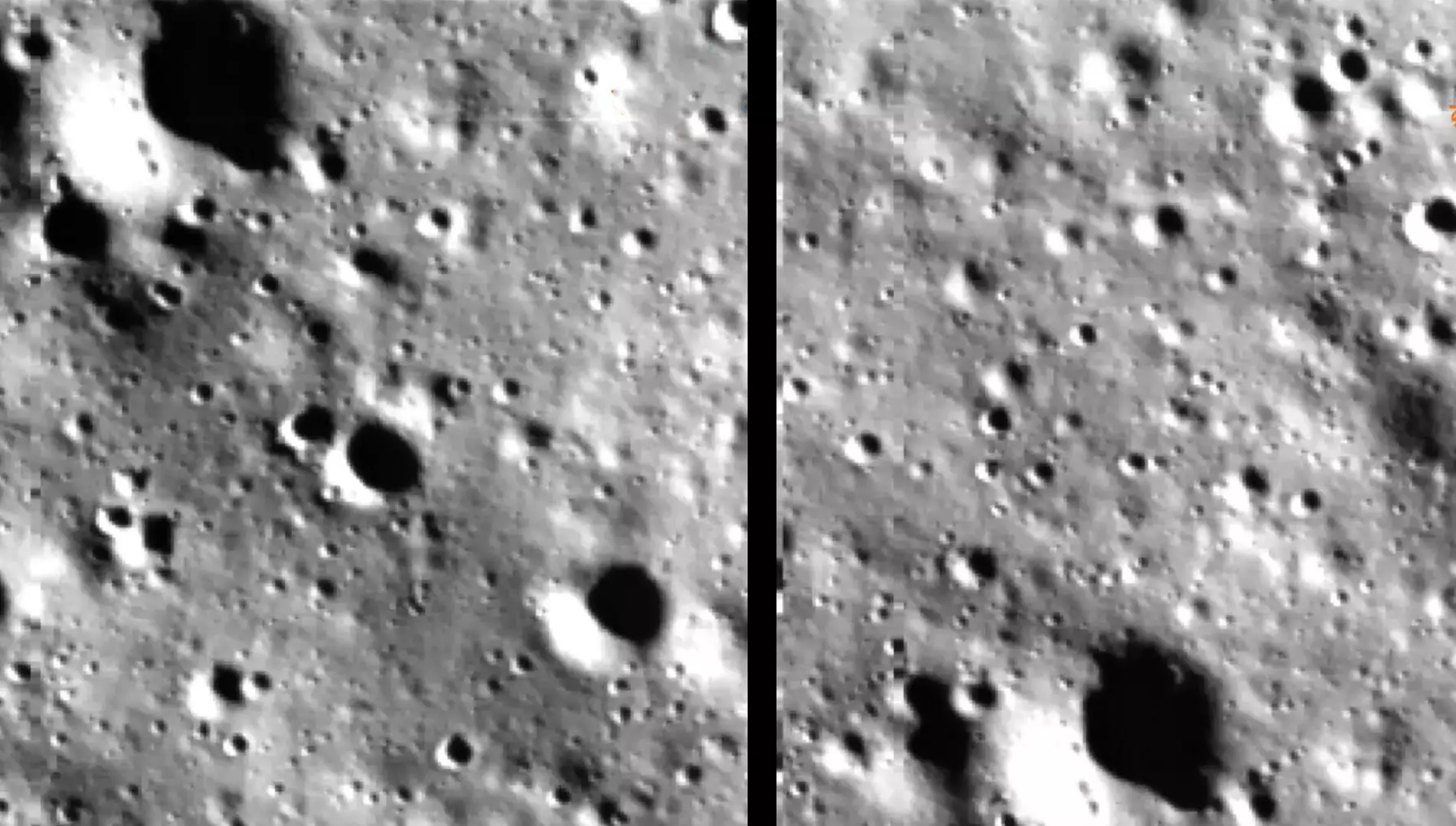 The lunar surface appears grey in this image taken by the Lander Horizontal Velocity Camera taken on August 23, 2023. 
