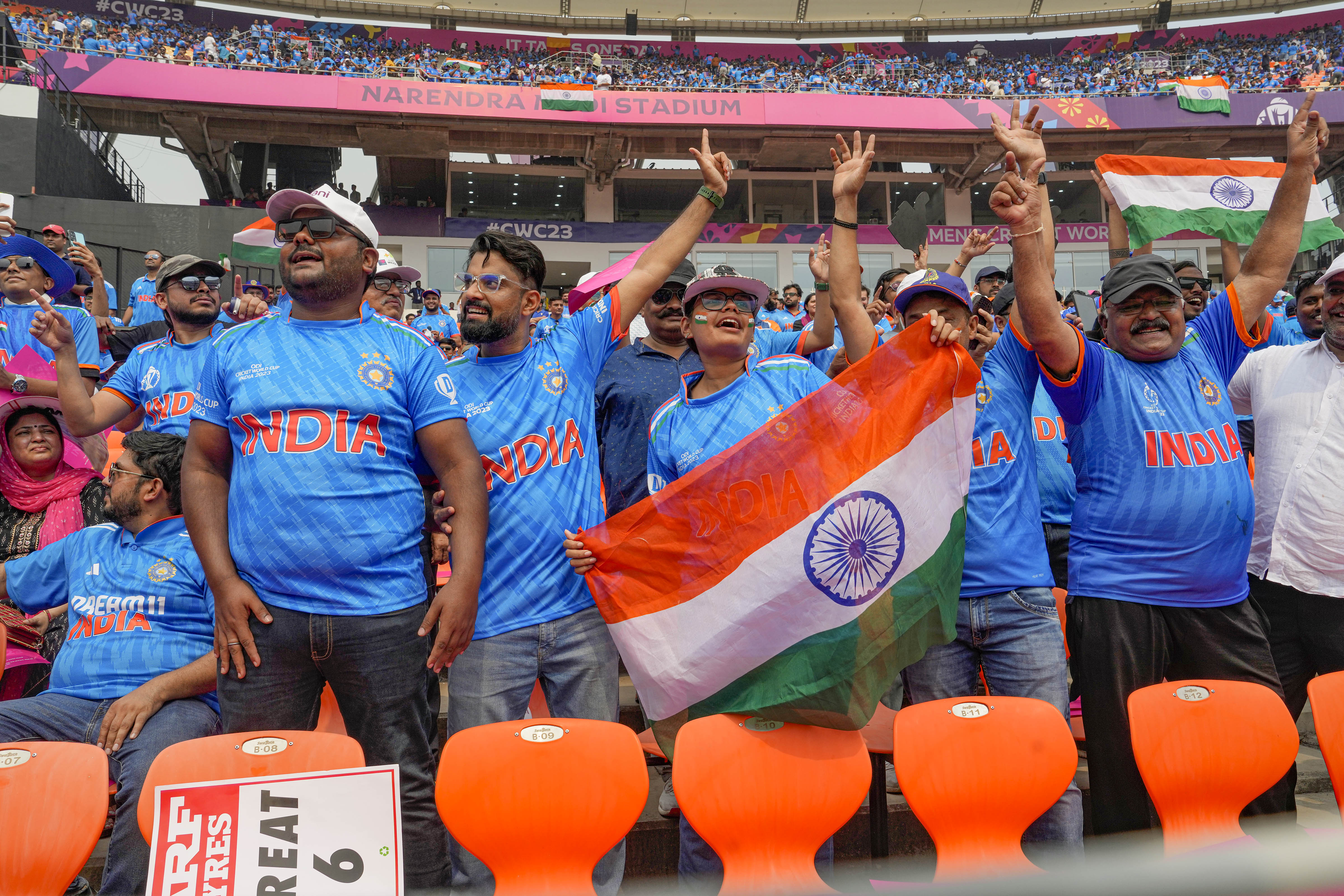 Indian fans at Narendra Modi Stadium. Photo: PTI