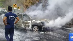 Car catches fire after hitting cow on Purvanchal expressway in UPs Sultanpur