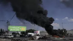 Palestinian demonstrators in Nablus