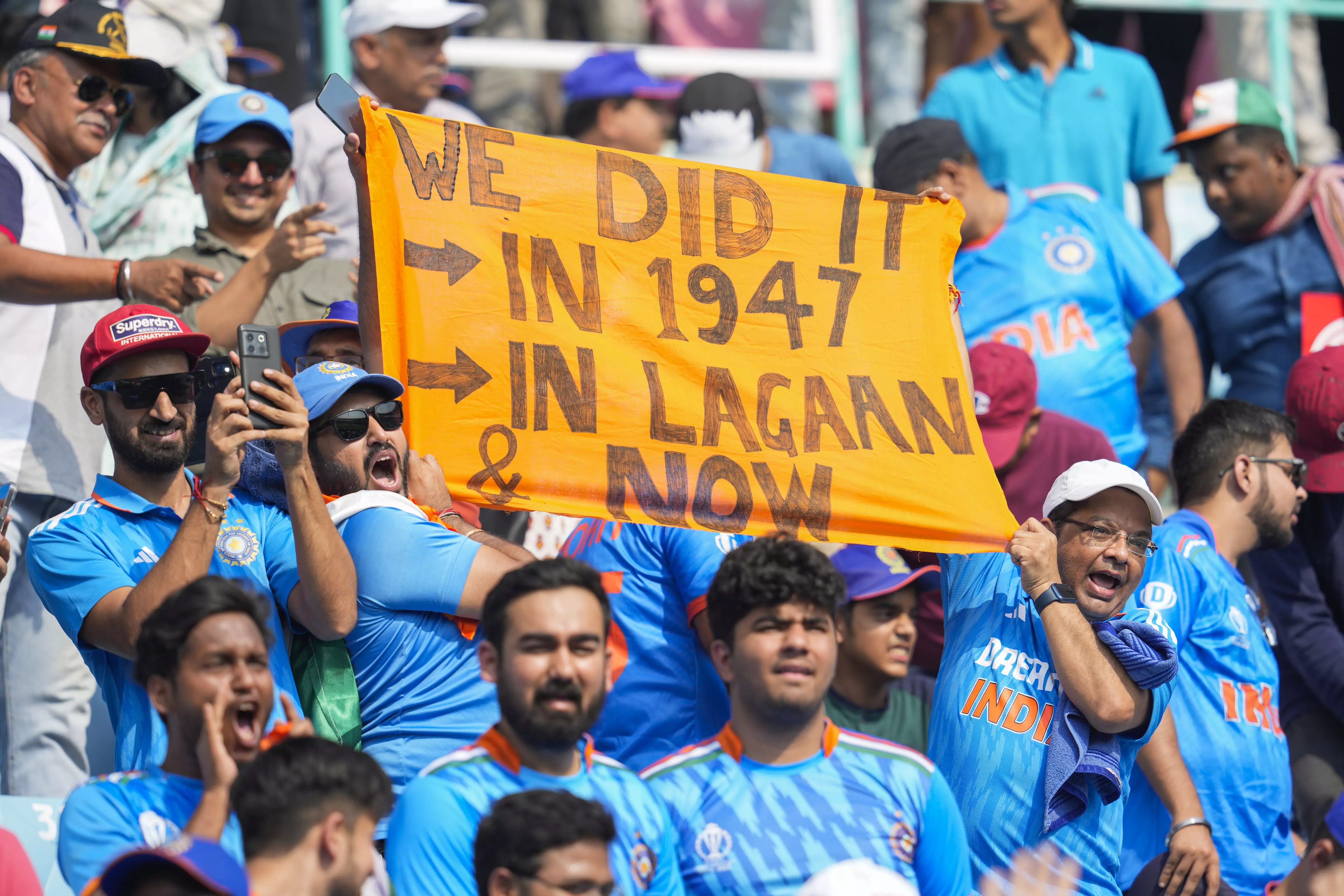 Indian fans at the India vs England World Cup 2023 match in Lucknow on Sunday (October 29). Photo: PTI