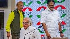 Congress leaders Jairam Ramesh, KC Venugopal, and Abhishek Manu Singhvi during a press conference on November 4 | PTI