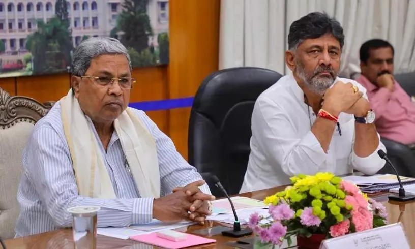 Karnataka CM Siddaramaiah with Deputy CM DK Shivakumar.