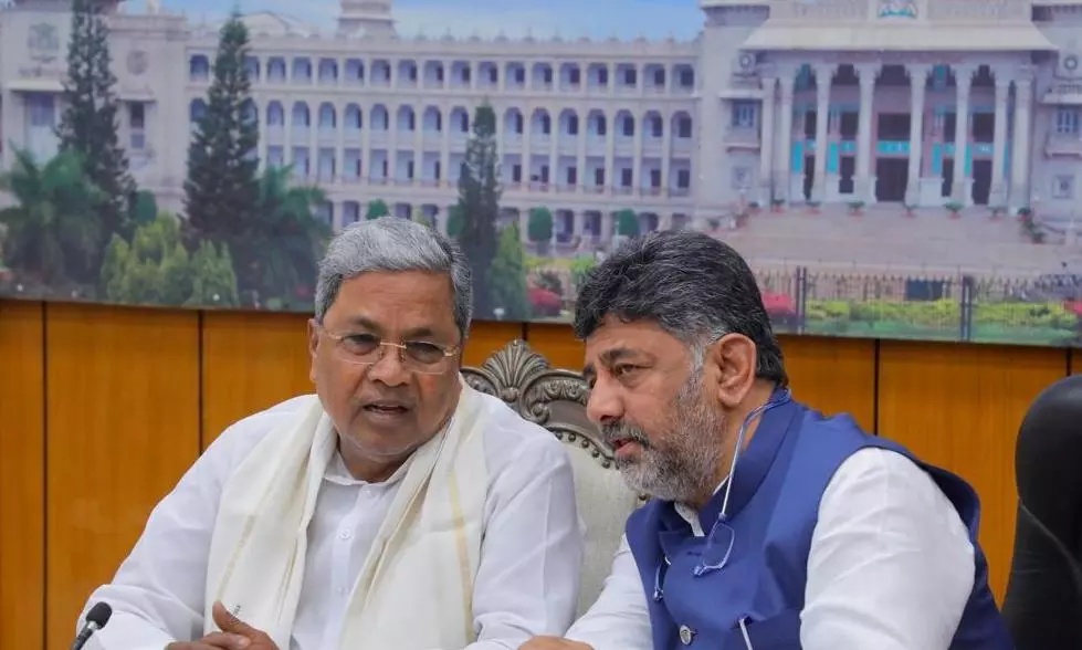 Karnataka CM Siddaramaiah with Deputy CM DK Shivakumar.