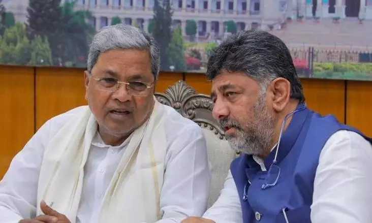Karnataka CM Siddaramaiah with Deputy CM DK Shivakumar.