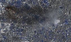 Satellite photos show a burning Gaza