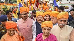 CM Adityanath pulls chariot to mark symbolic return of Lord Ram to Ayodhya