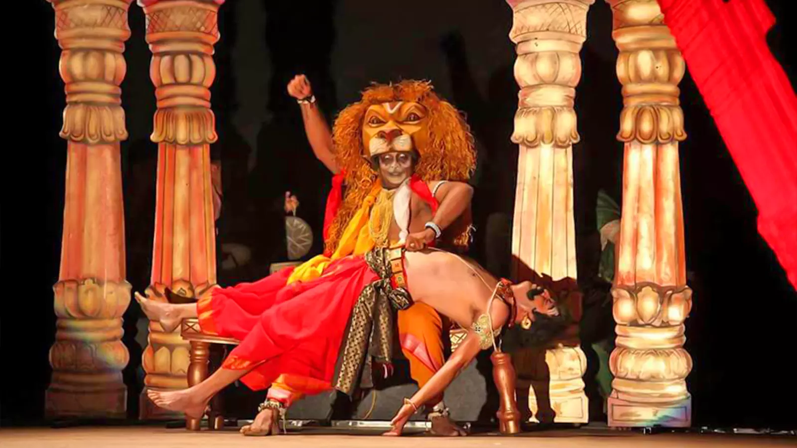 Scene from a play staged by Spandana, which has been telling folk tales, connecting Nataka Company to amateur theatre.