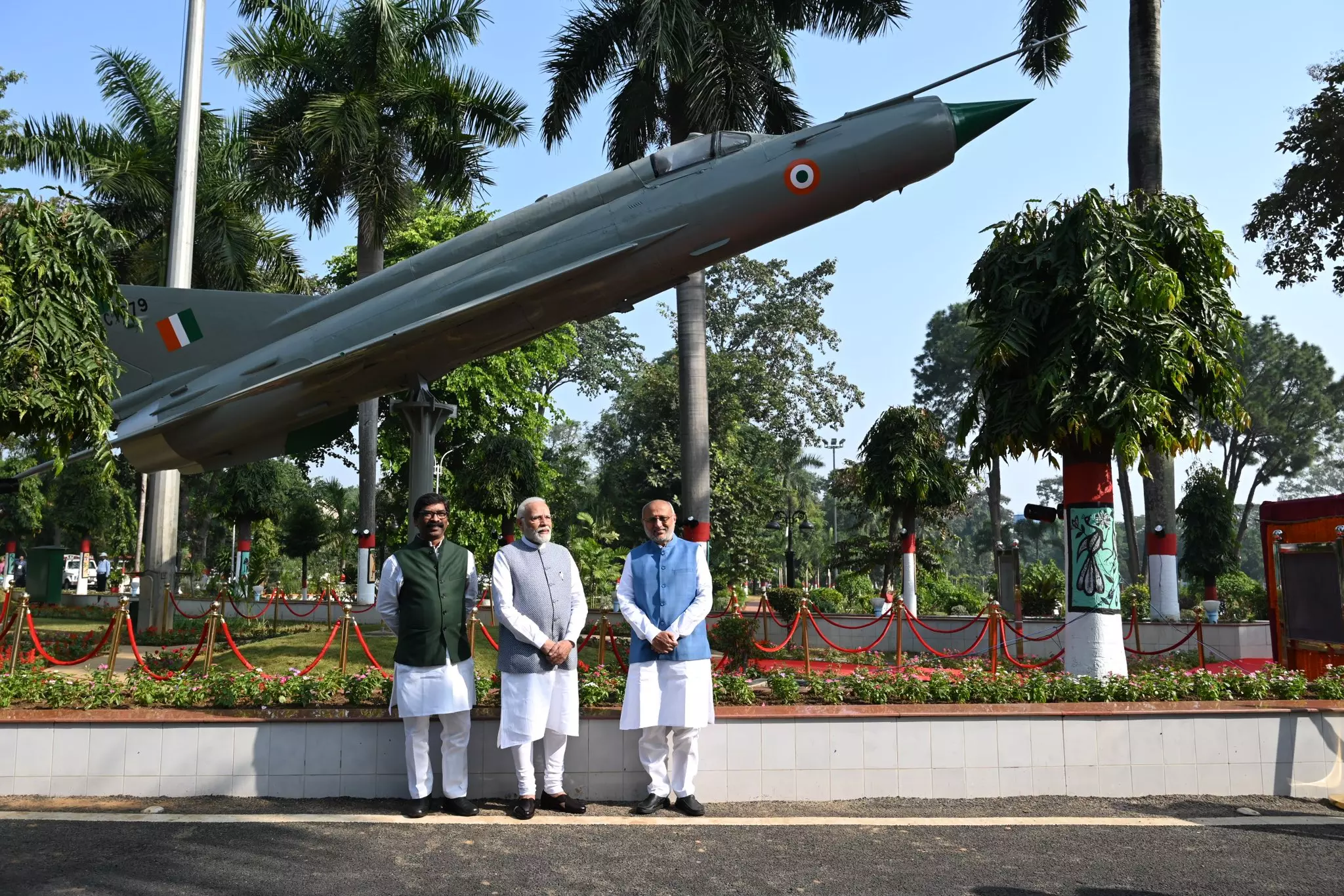 PM Modi unveils MiG-211 fighter jet used in 1971 Liberation War at Raj Bhavan in Ranchi