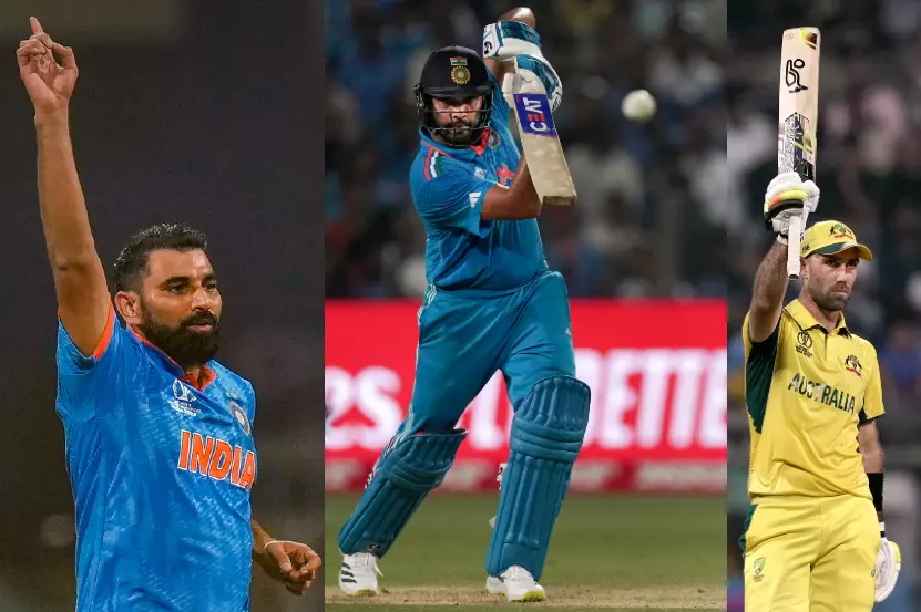 Mohammed Shami, Rohit Sharma, and Glenn Maxwell