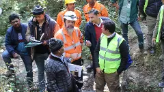 International Tunnelling and Underground Space Association president Arnold Dix near the Uttarkashi tunnel collapse site on November 20 | PTI