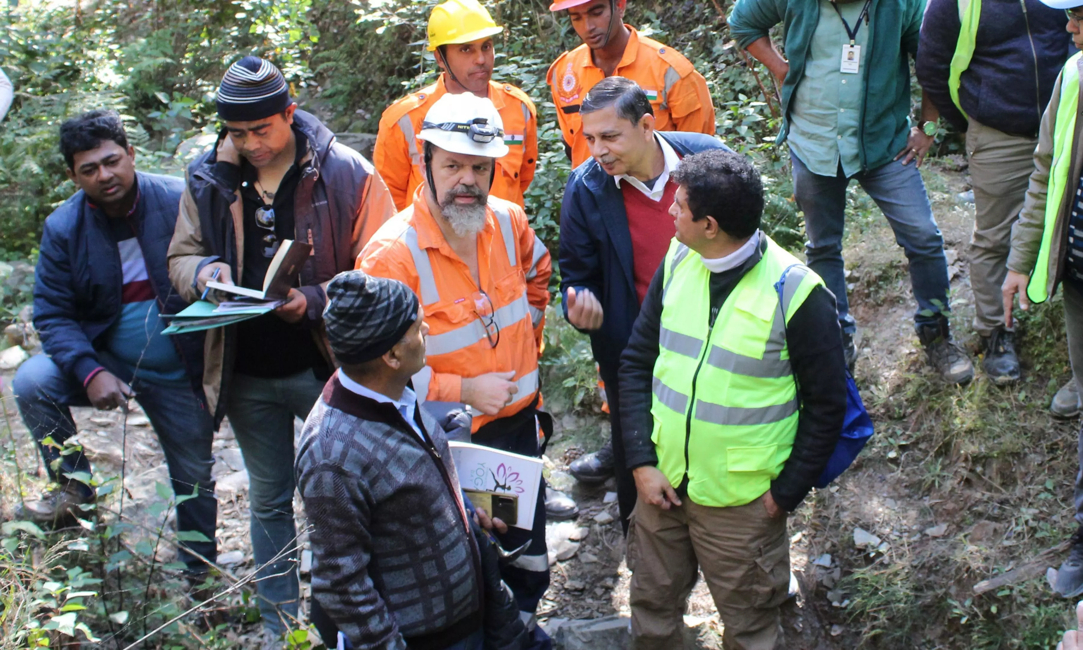 International Tunnelling and Underground Space Association president Arnold Dix near the Uttarkashi tunnel collapse site on November 20 | PTI