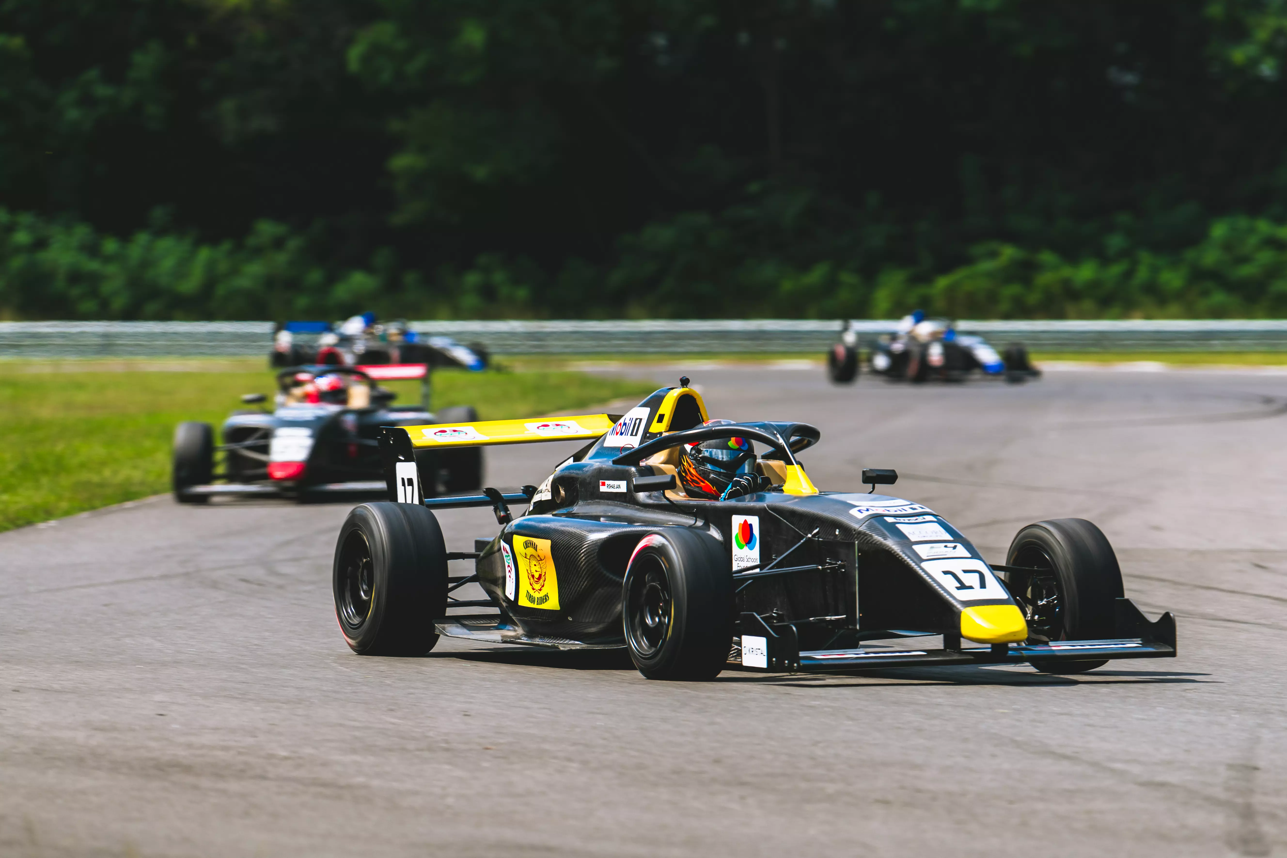 Cars in action during Formula 4 Indian championship.