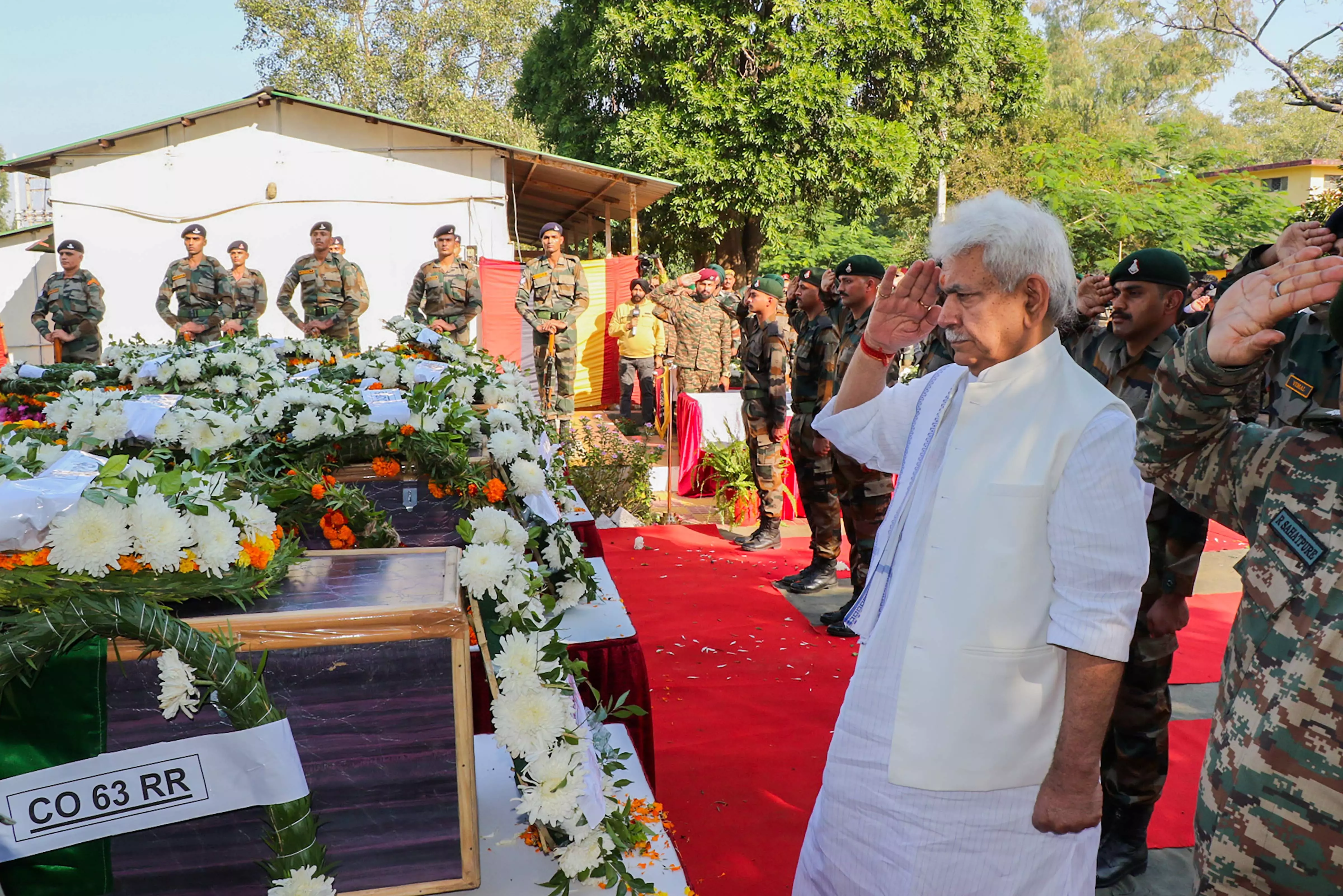 Rajouri encounter: J-K LG, Northern army commander, police pay tributes to 5 martyred soldiers