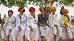 Rajasthan Assembly polls 2023, Villagers vote, Villagers show inked fingers