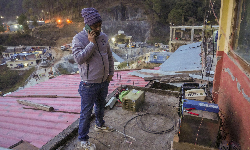 Landline connection for trapped workers