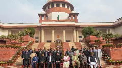 President Droupadi Murmu in a group photo with CJI DY Chandrachud and others during Constitution Day celebrations organised by the Supreme Court of India on November 26 | PTI