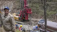 Vertical drilling underway at the Silkyara tunnel collapse site in Uttarkashi, Uttarakhand | PTI