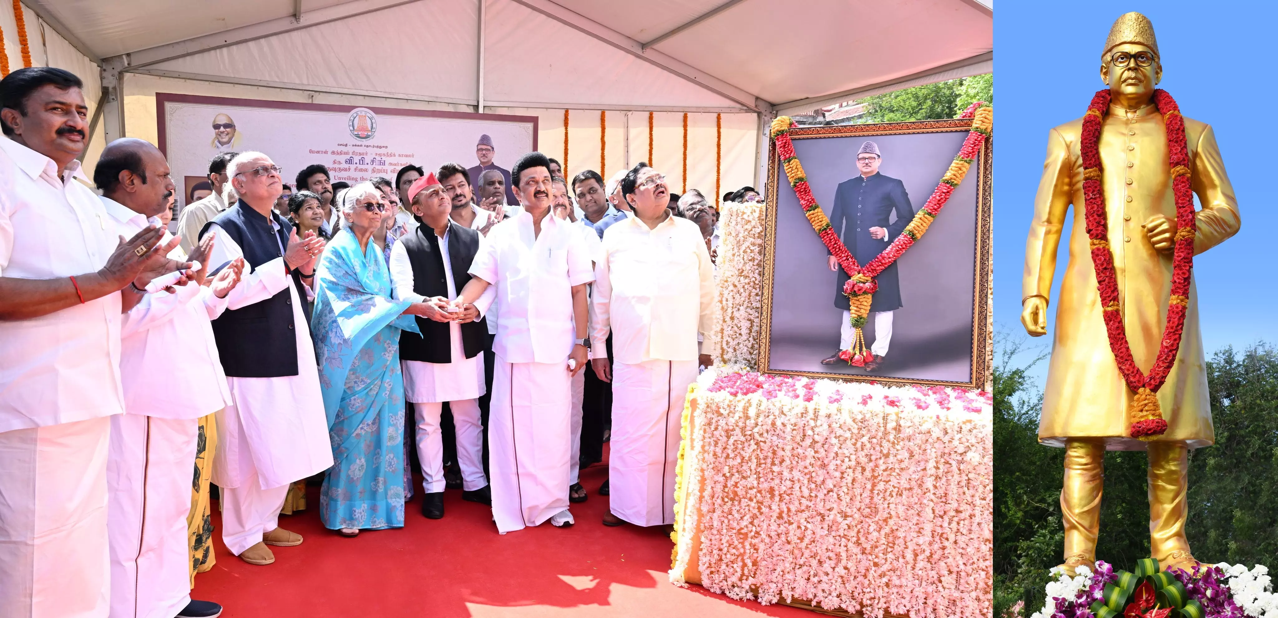 Tn Cm Stalin Unveils Vp Singhs Statue In Chennai Calls For Nationwide Caste Census