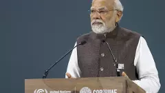 Prime Minister Narendra Modi speaks during the COP-28 summit in Dubai on Friday