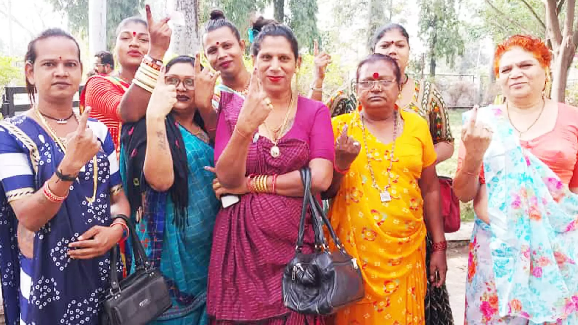 Transpeople of Rajkot posing after they voted for the first time in 2022 polls.