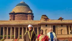 Omans Sultan Haitham bin Tarik, President Murmu, PM Narendra Modi