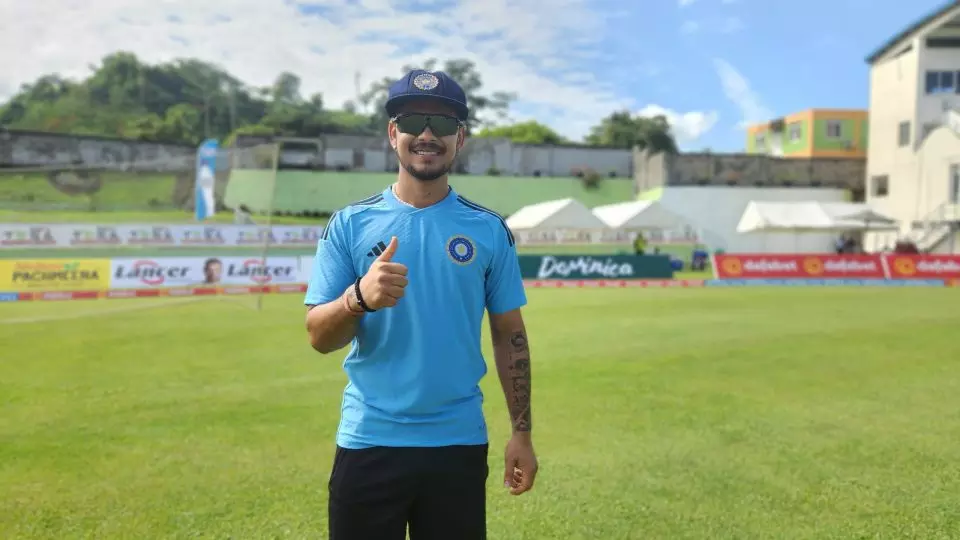Ishan Kishan with his India Test cap, India vs West Indies