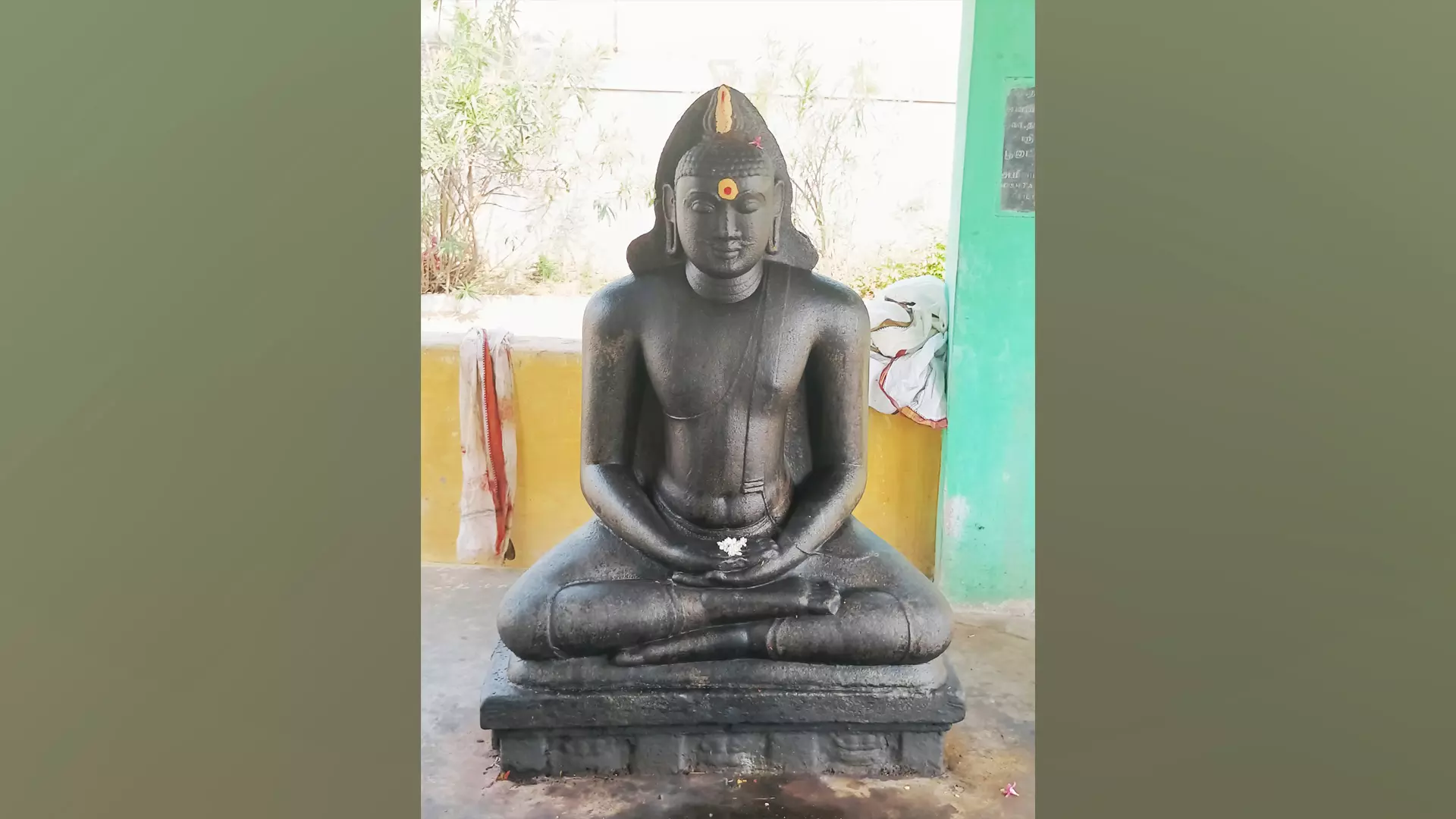 A statue found in Mangalam, Trichy district, Tamil Nadu. This is the Buddha statue found with a moustache.