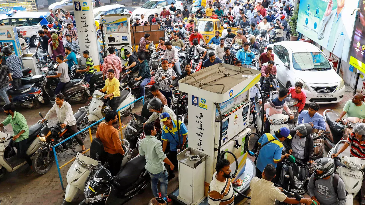 Panic buying at petrol pump