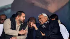 Bihar Chief Minister Nitish Kumar (right) with Deputy CM Tejashwi Yadav