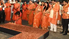 Maharashtra: Diyas lit up in Chandrapur in shape of words Siyavar Ramchandra Ki Jai