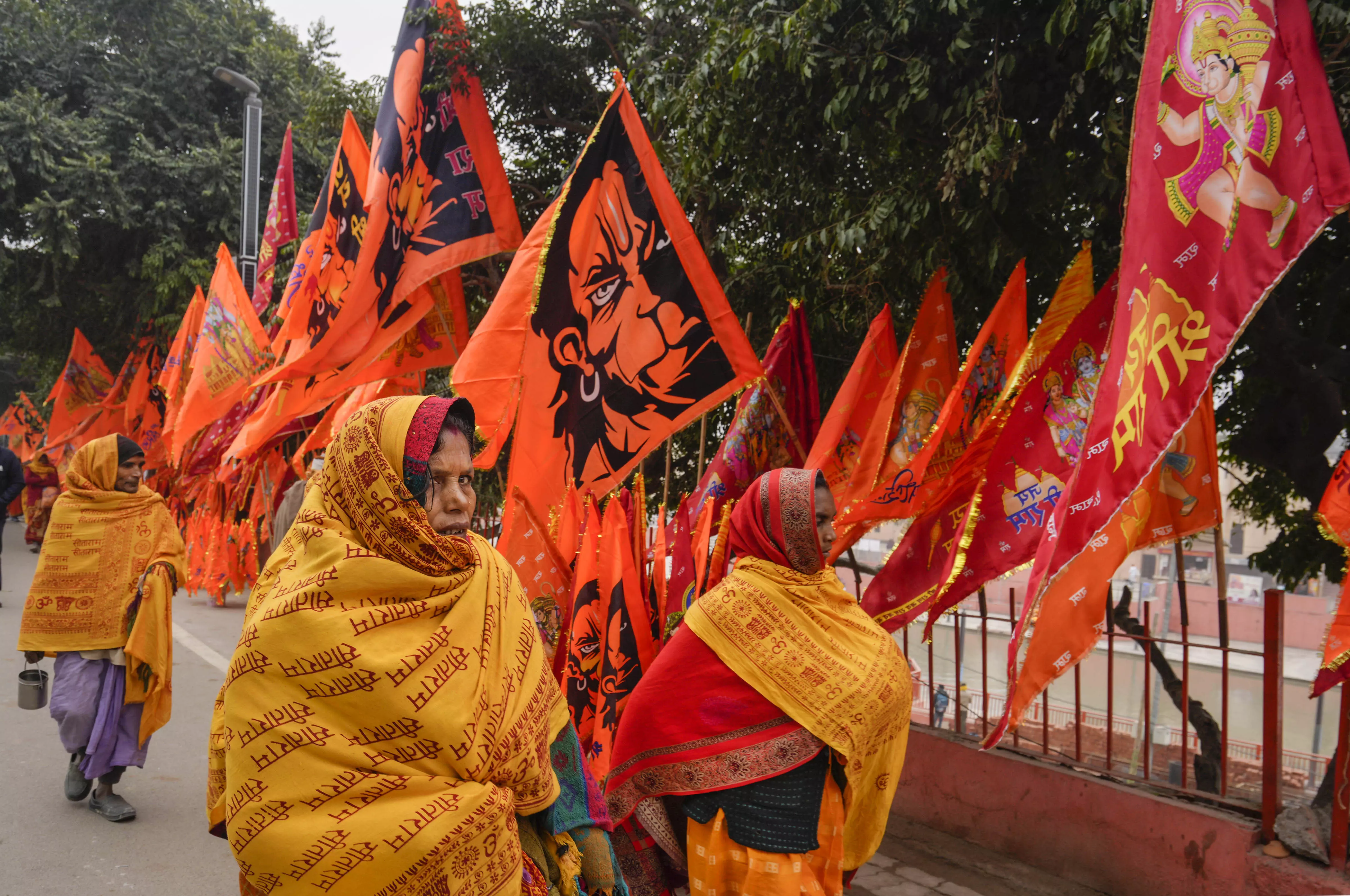 Ram temple event: Saffron flags dot Ayodhya skyline