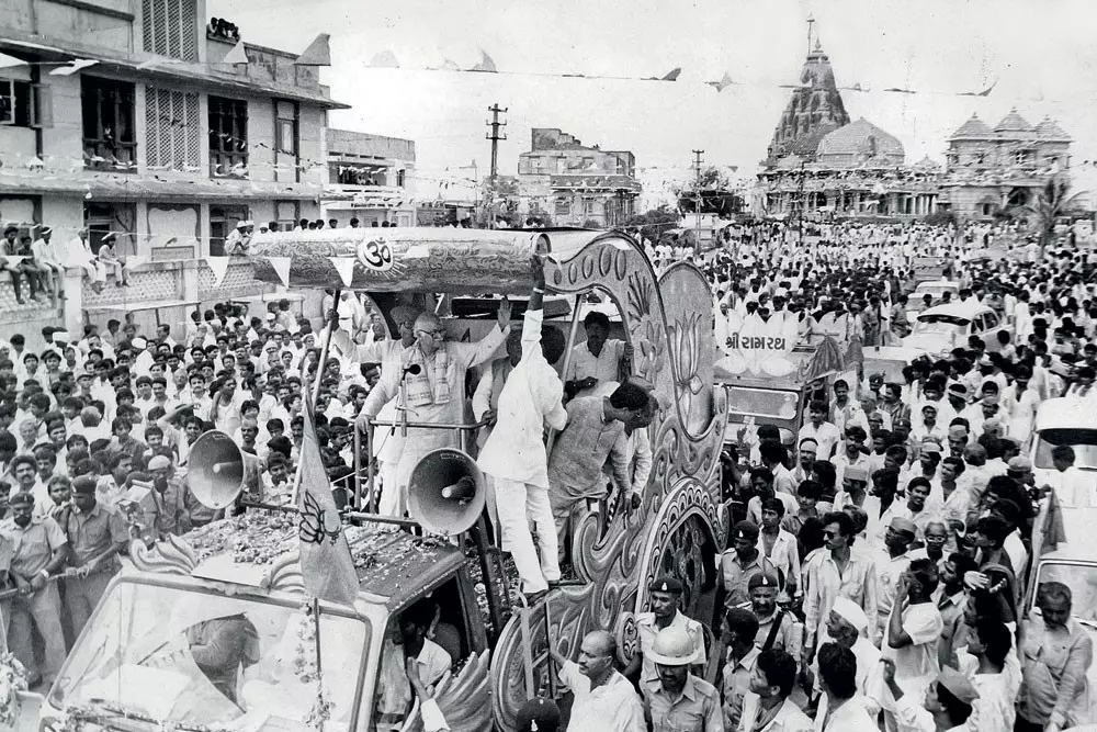 “It is believed, and confirmed by archeological evidence, that there was a pre-existing temple at Ayodhya. It is but natural that the yatra begins from here, Somnath,” said Advani in a speech made in 1990 ahead of his yatra. File pic