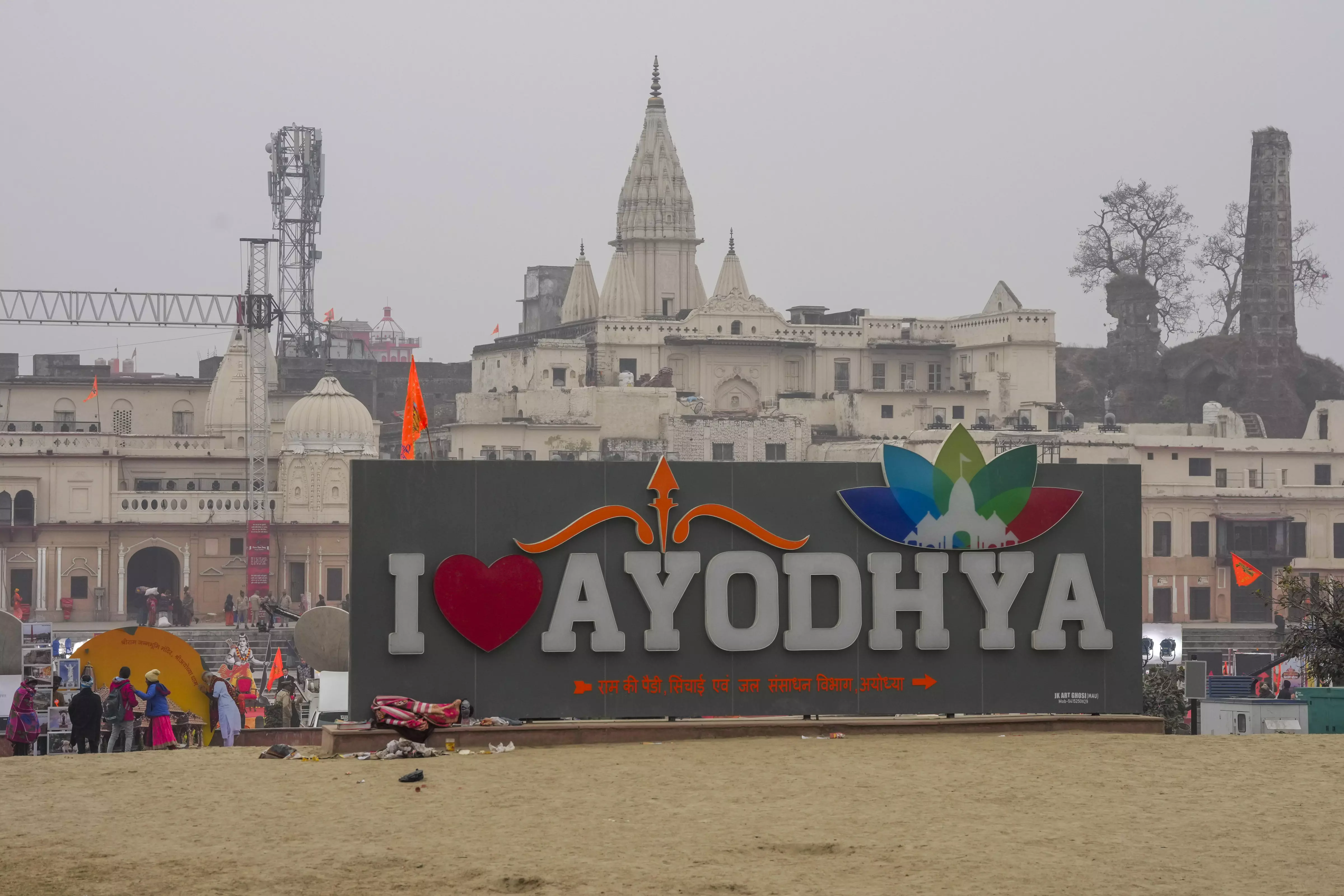 Devotees at Ram ki Paidi, ahead of Ram temple consecration ceremony, in Ayodhya. Photo: PTI  