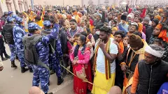 Devotees throng Ayodhya Ram temple on first day, security force struggle to control crowds