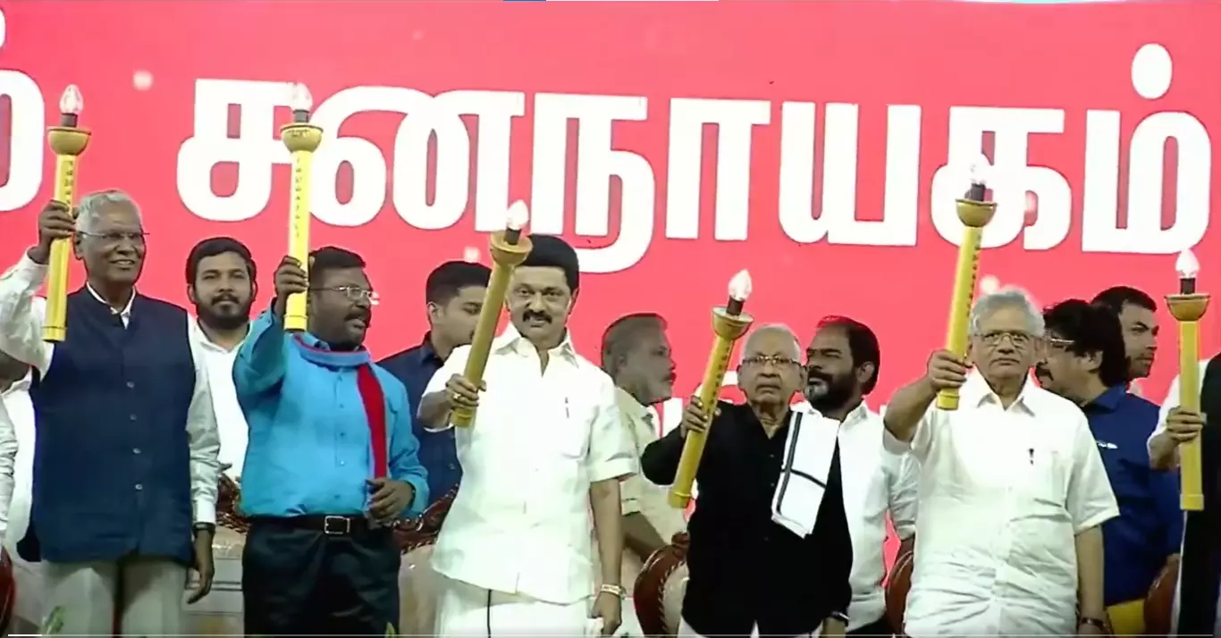 Democracy will win meet: INDIA bloc leaders slam BJP, Stalin stresses on opposition unity