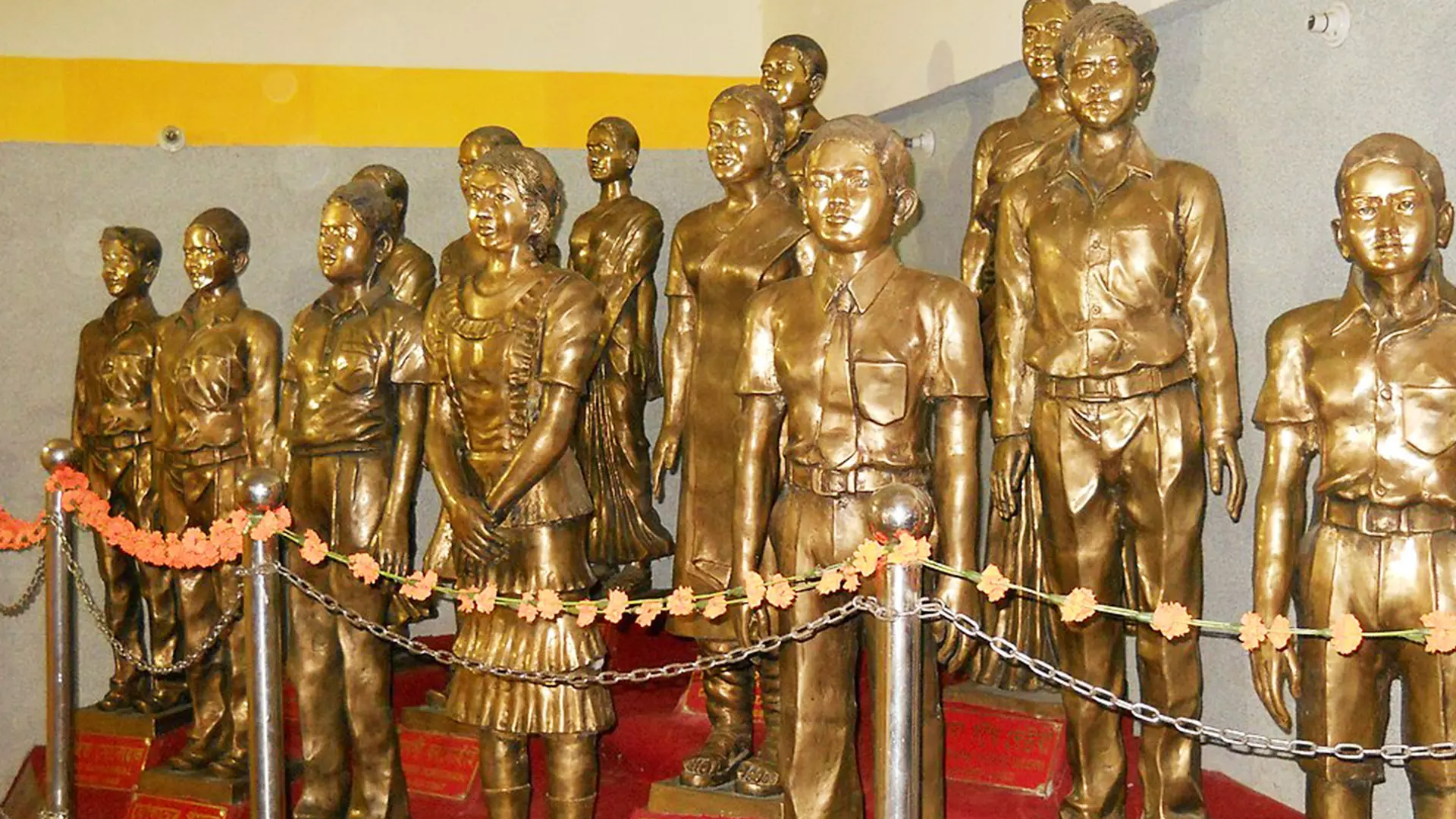 Statues dedicated to victims of 2004 Dhemaji blast.
