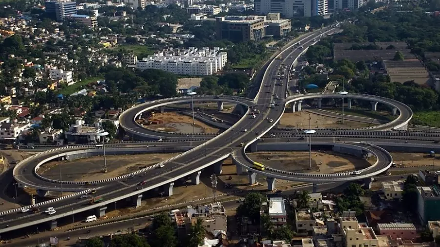 Aerial view of Kathipara Junction, Chennai