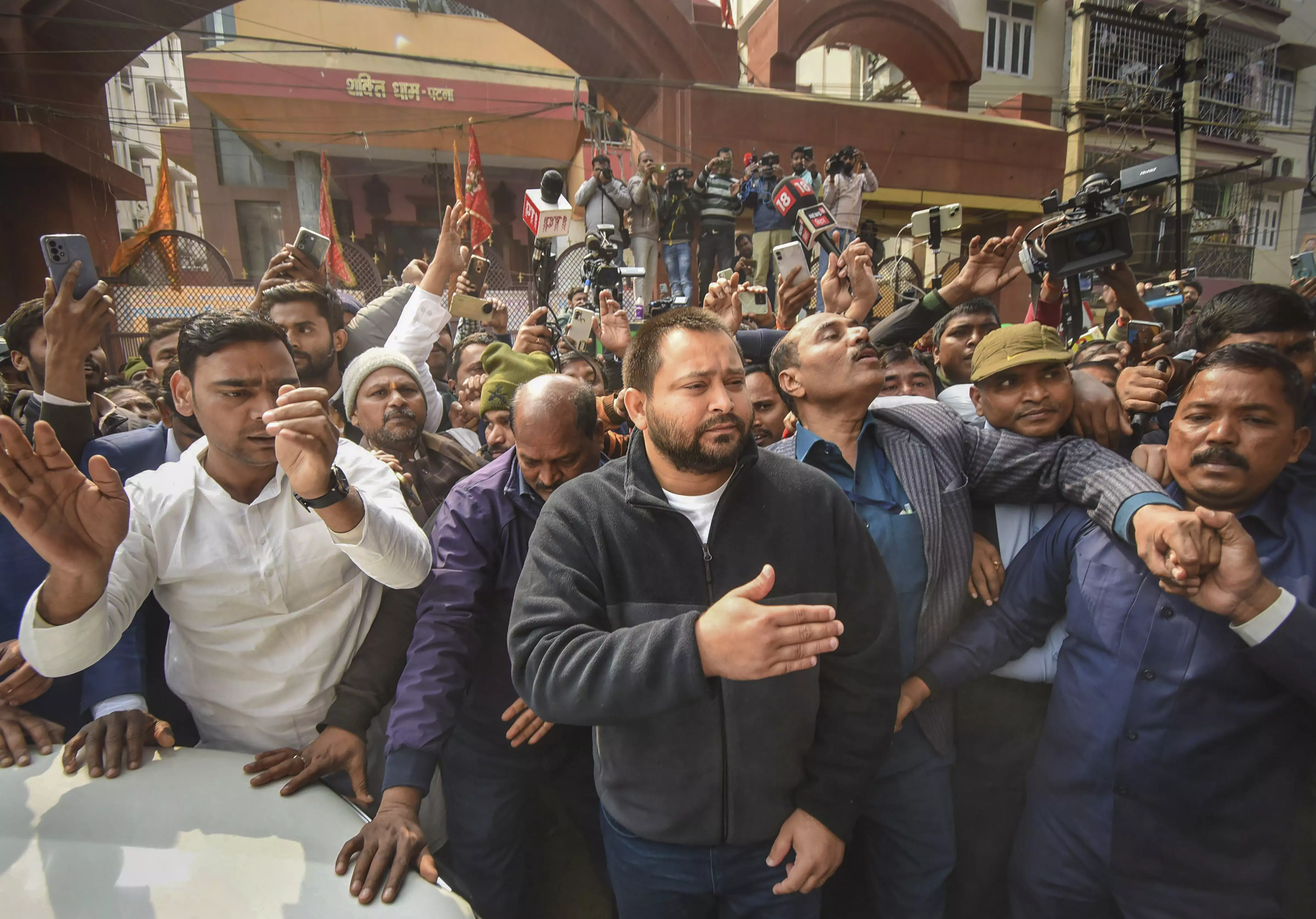 Bihar: Tejashwi at ED office for questioning in ‘land-for-jobs scam’ probe