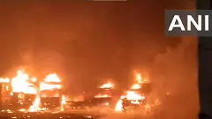 Maharashtra: 6 trucks loaded with goods destroyed in fire at parking area in Palghar