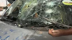 Television visuals showed BJP workers mobbing the car at Khandoji Baba Chowk and vandalising it, resulting in the vehicle.