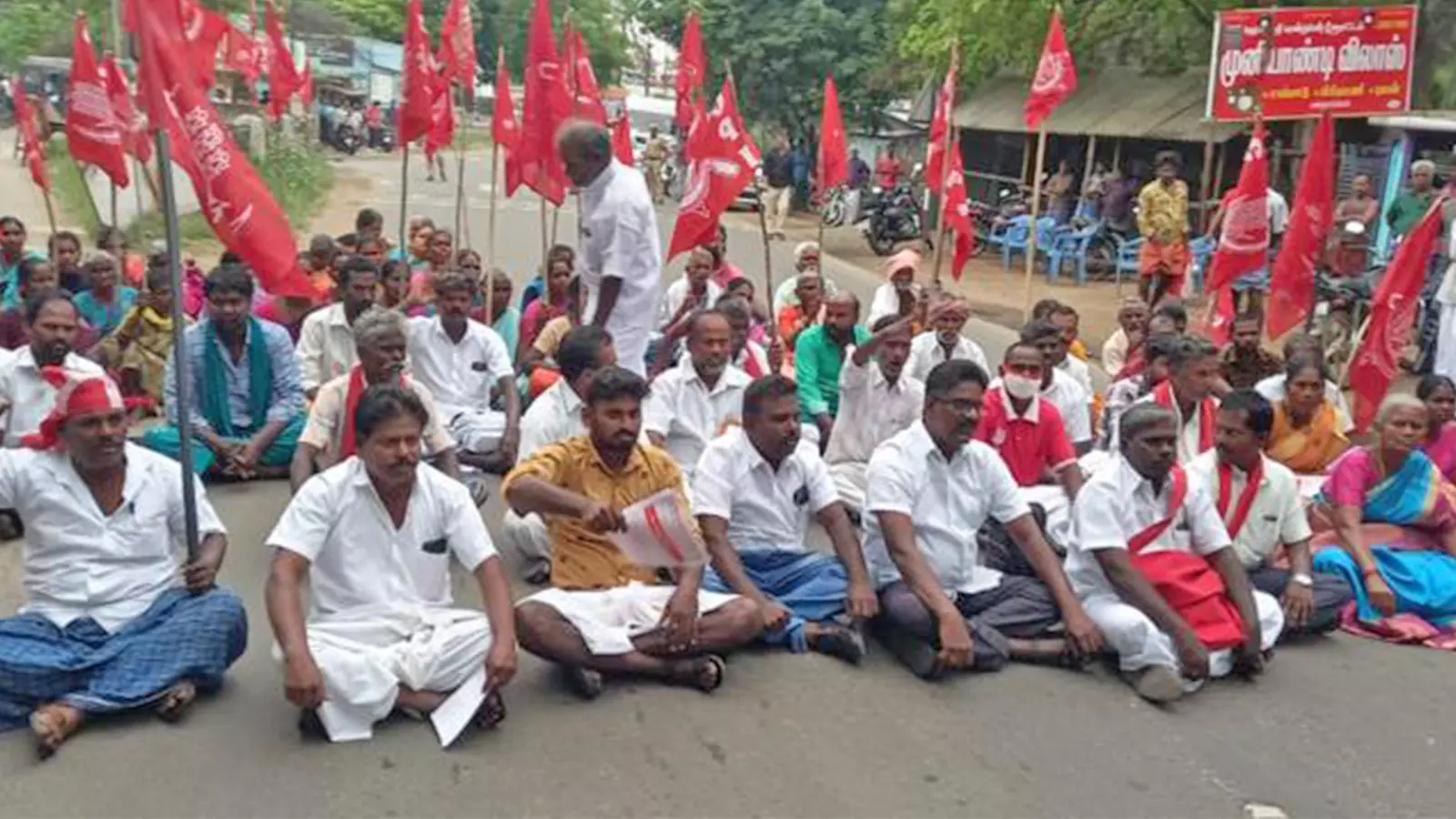 Members of CPI during a protest discrimination against Dalits.