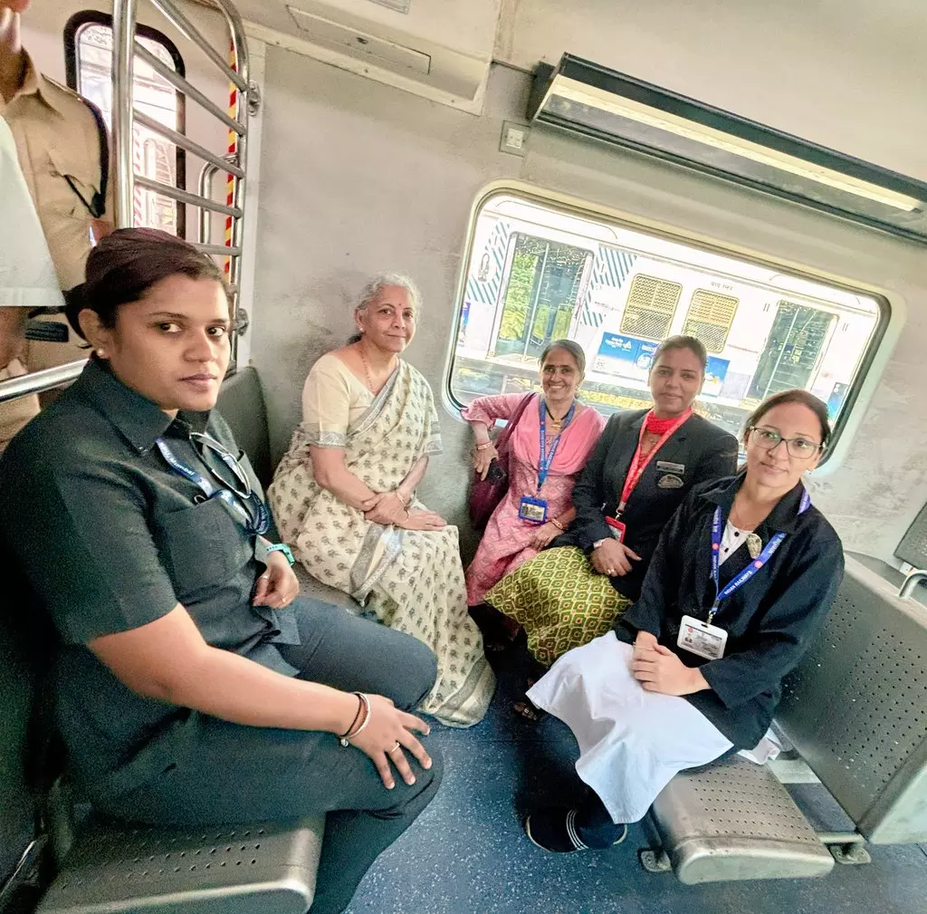 Mumbai: FM Nirmala Sitharaman travels by local train, shares pics on X
